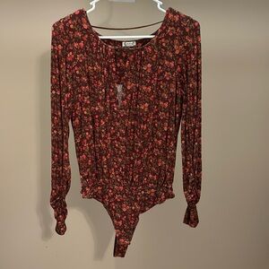 Free People bodysuit floral Burgandy